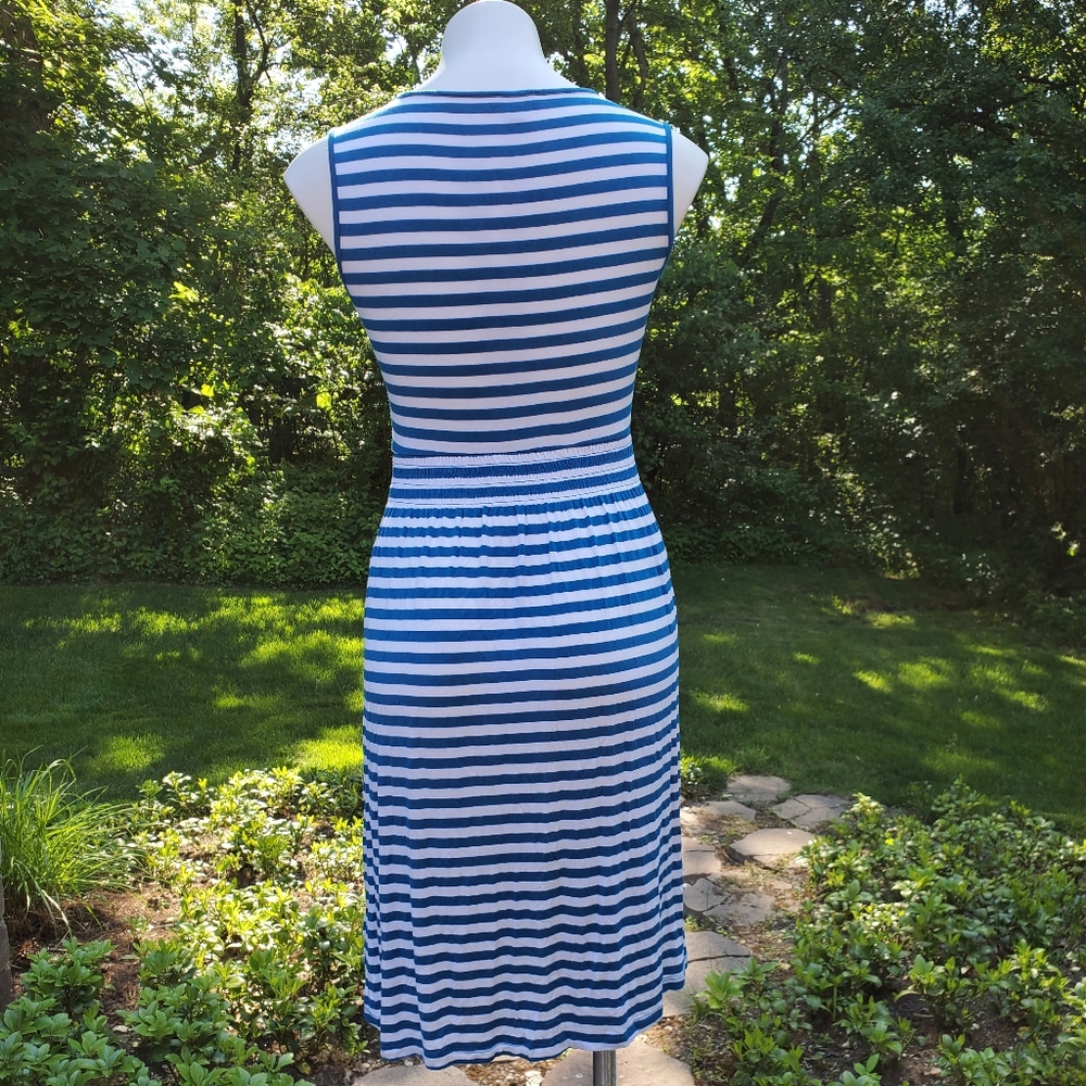 Neiman Marcus Blue and White Stripes Dress - Picture 8 of 11